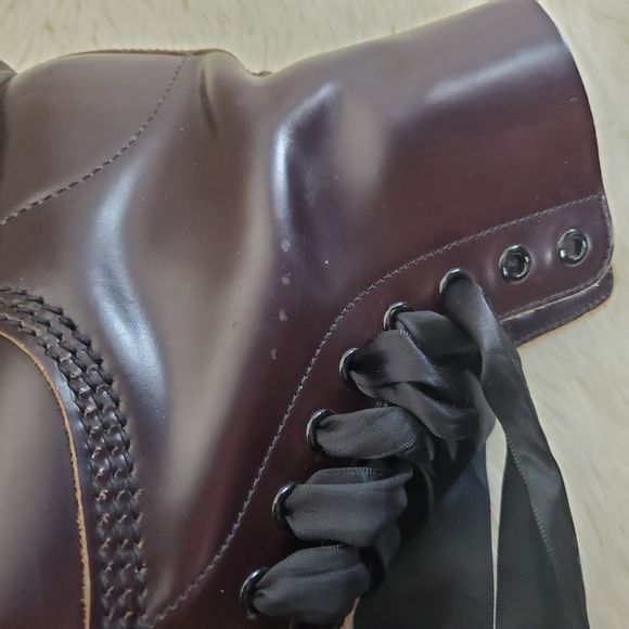 Dr. Martens Made in England Cherry Red Lace Up Combat Boots - Picture 10 of 16